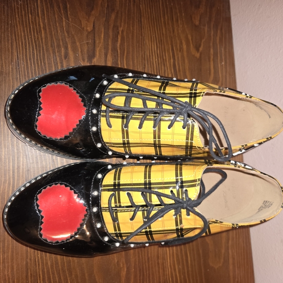 Betsey Johnson Yellow Plaid Oxford Shoes - Picture 2 of 6